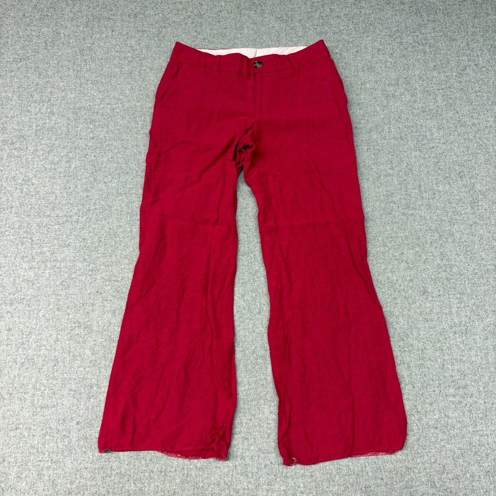 Banana Republic Wide Leg Linen Blend Trousers Size 0 Red Casual Dress Pants 1918